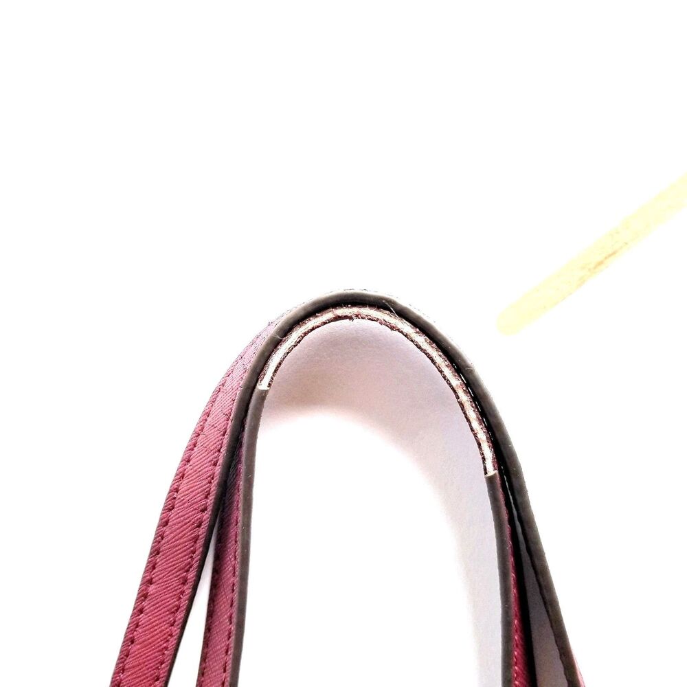 TORY BURCH Maroon Emerson Bag Saffiano Leather Top Zipper Handle Satchel Dk Red - Picture 14 of 15